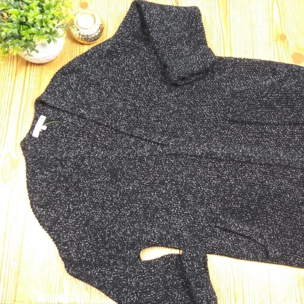 MADEWELL Memento Fringe Cotton open Cardigan Sweater black white size small